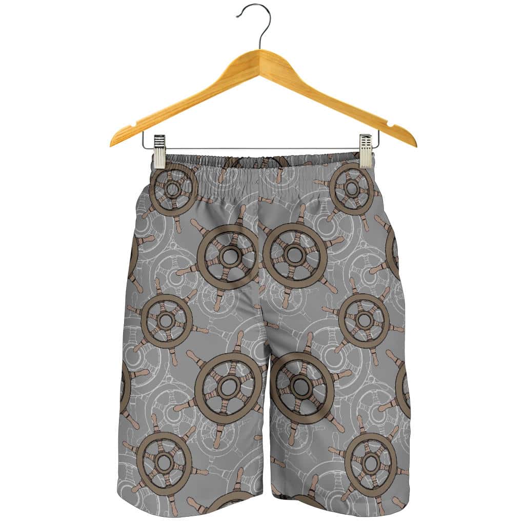 Nautical Wood Steering Wheel Pattern For Men Women Kid Shorts