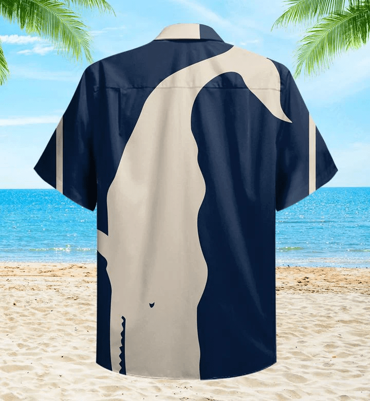 Navy And White Moby Whale Trendy Hawaiian Shirt 3D Summer Gifts
