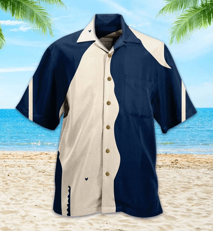 Navy And White Moby Whale Trendy Hawaiian Shirt 3D Summer Gifts Navy And White Moby Whale Trendy Hawaiian Shirt 3D Summer Gifts