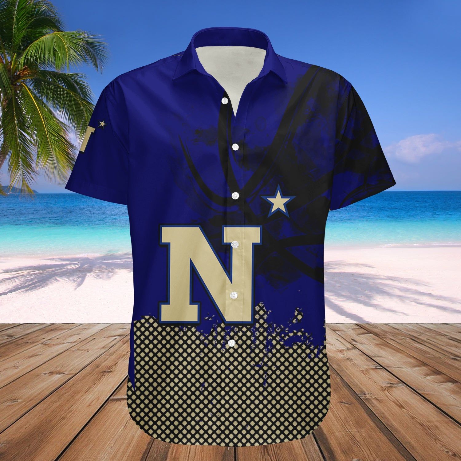 Navy Midshipmen Hawaii Shirt Basketball Net Grunge Pattern – NCAA