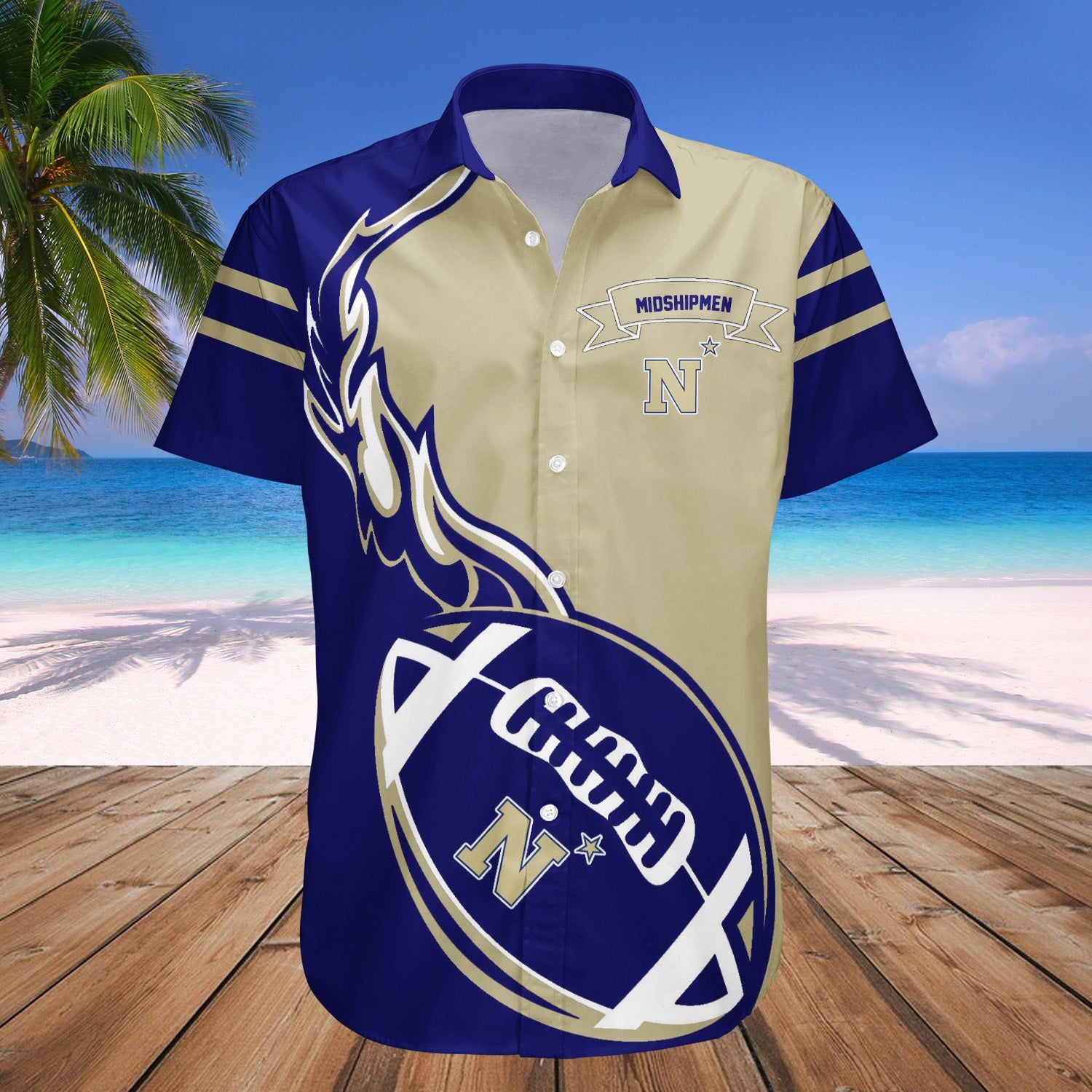 Navy Midshipmen Hawaii Shirt Flame Ball – NCAA