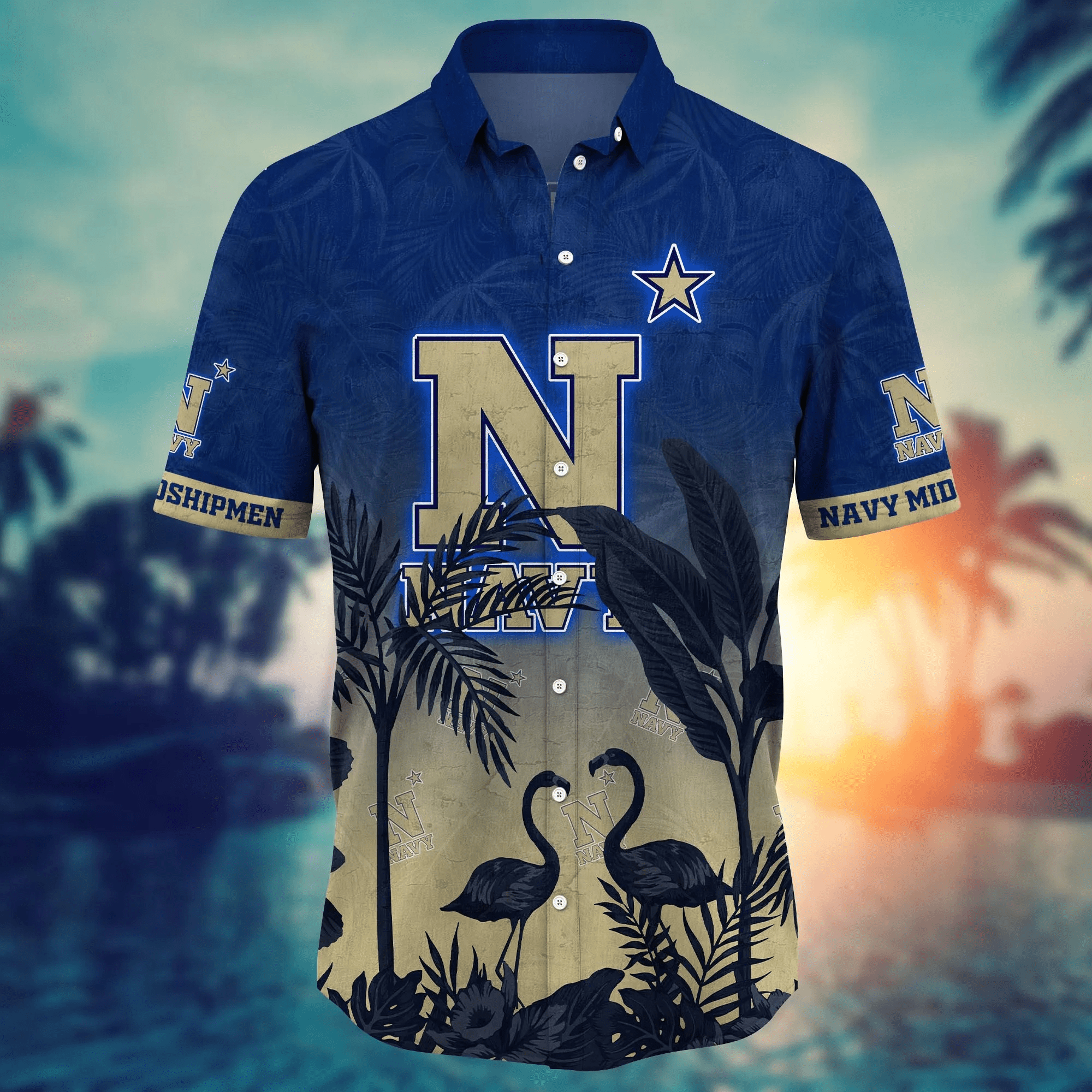 Navy Midshipmen NCAA Hawaiian Shirt Beach Seasontime Aloha Shirt