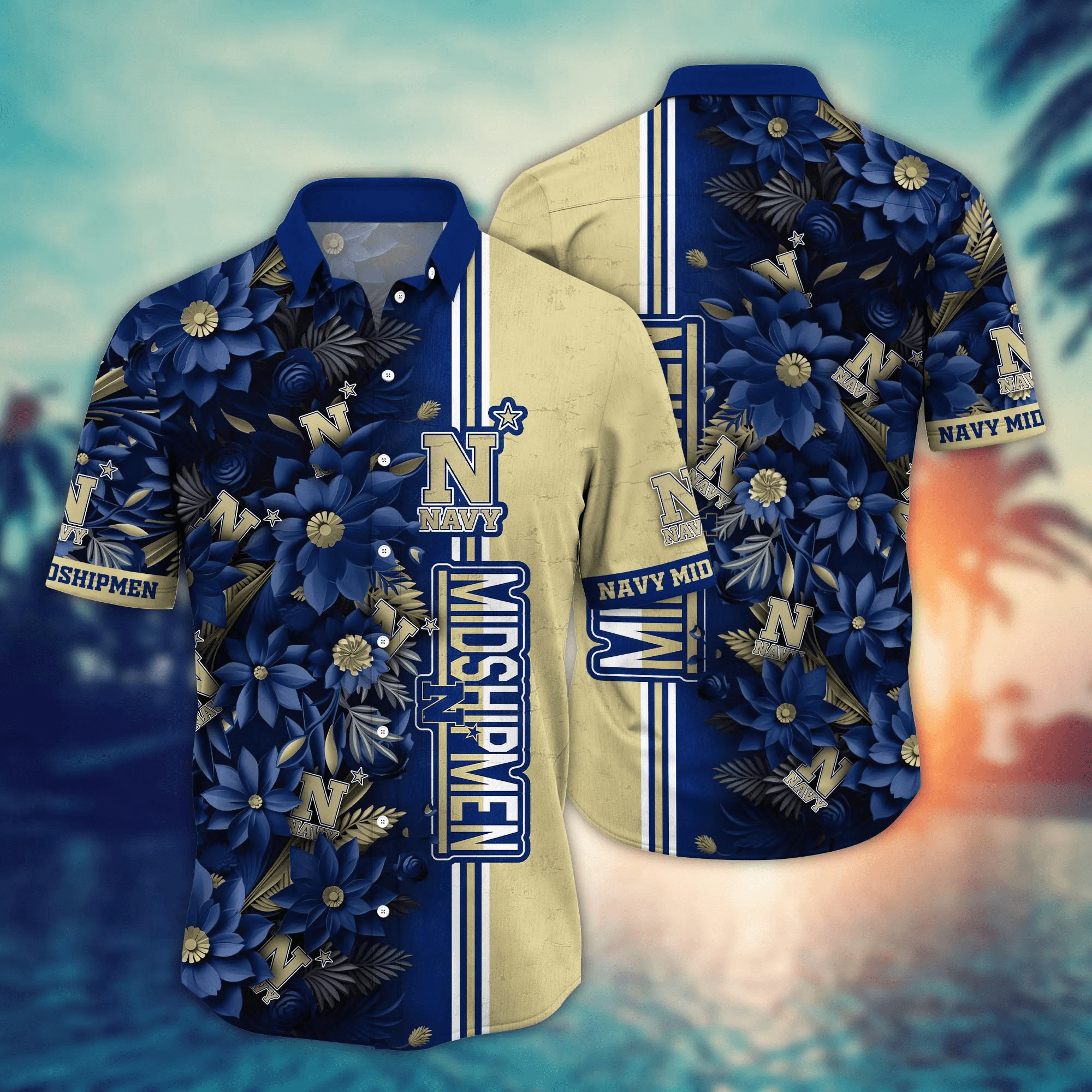 Navy Midshipmen NCAA Hawaiian Shirt Custom Sea Breeze Aloha Shirt Navy Midshipmen NCAA Hawaiian Shirt Custom Sea Breeze Aloha Shirt