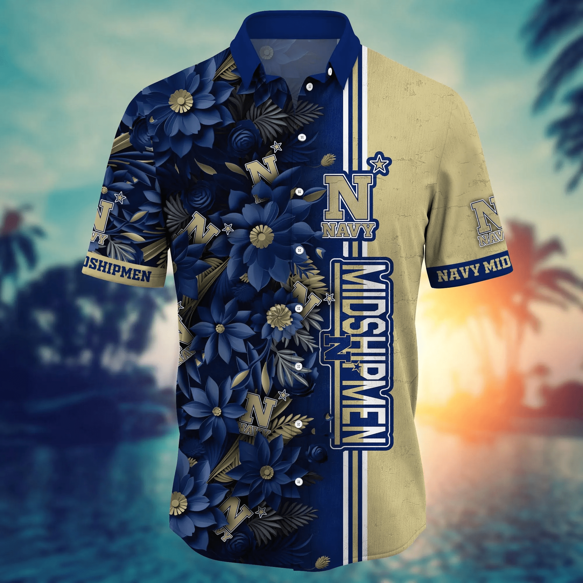 Navy Midshipmen NCAA Hawaiian Shirt Custom Sea Breeze Aloha Shirt