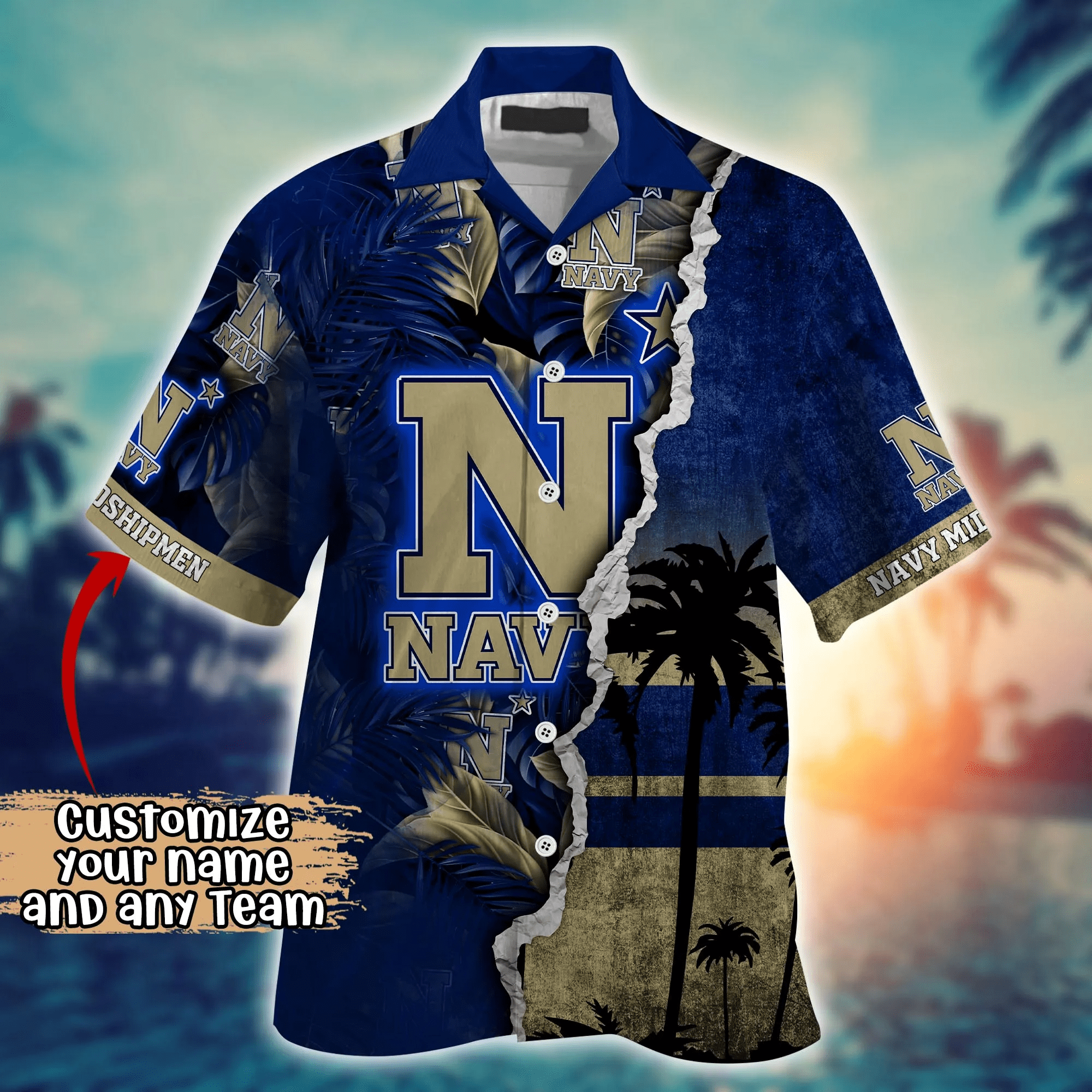 Navy Midshipmen NCAA Hawaiian Shirt Custom Summer Nights Aloha Shirt