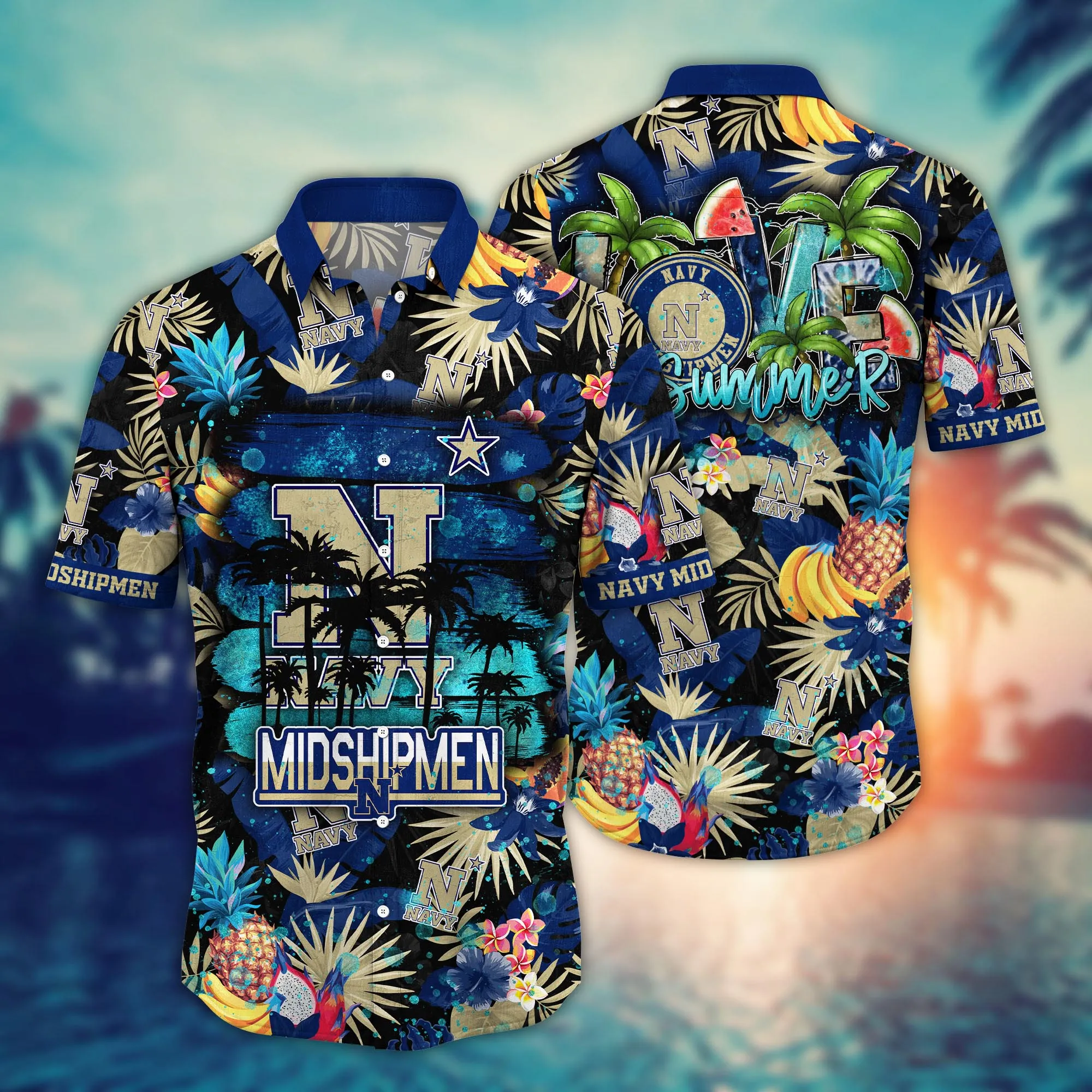 Navy Midshipmen NCAA Hawaiian Shirt Garden Partiestime Aloha Shirt Navy Midshipmen NCAA Hawaiian Shirt Garden Partiestime Aloha Shirt