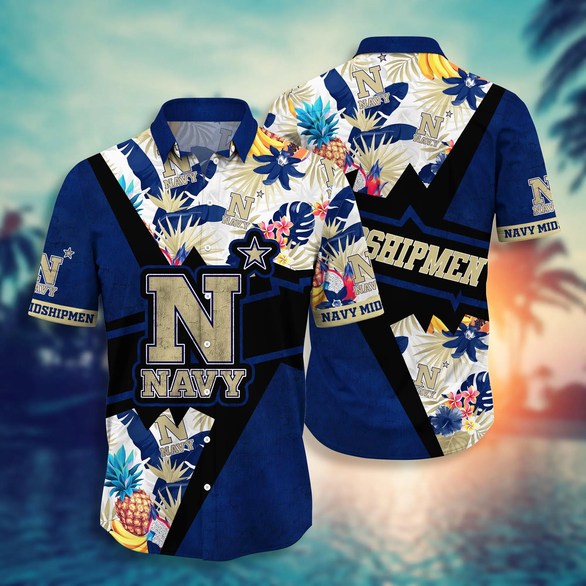 Navy Midshipmen NCAA Hawaiian Shirt High Temperatures Aloha Shirt Navy Midshipmen NCAA Hawaiian Shirt High Temperatures Aloha Shirt