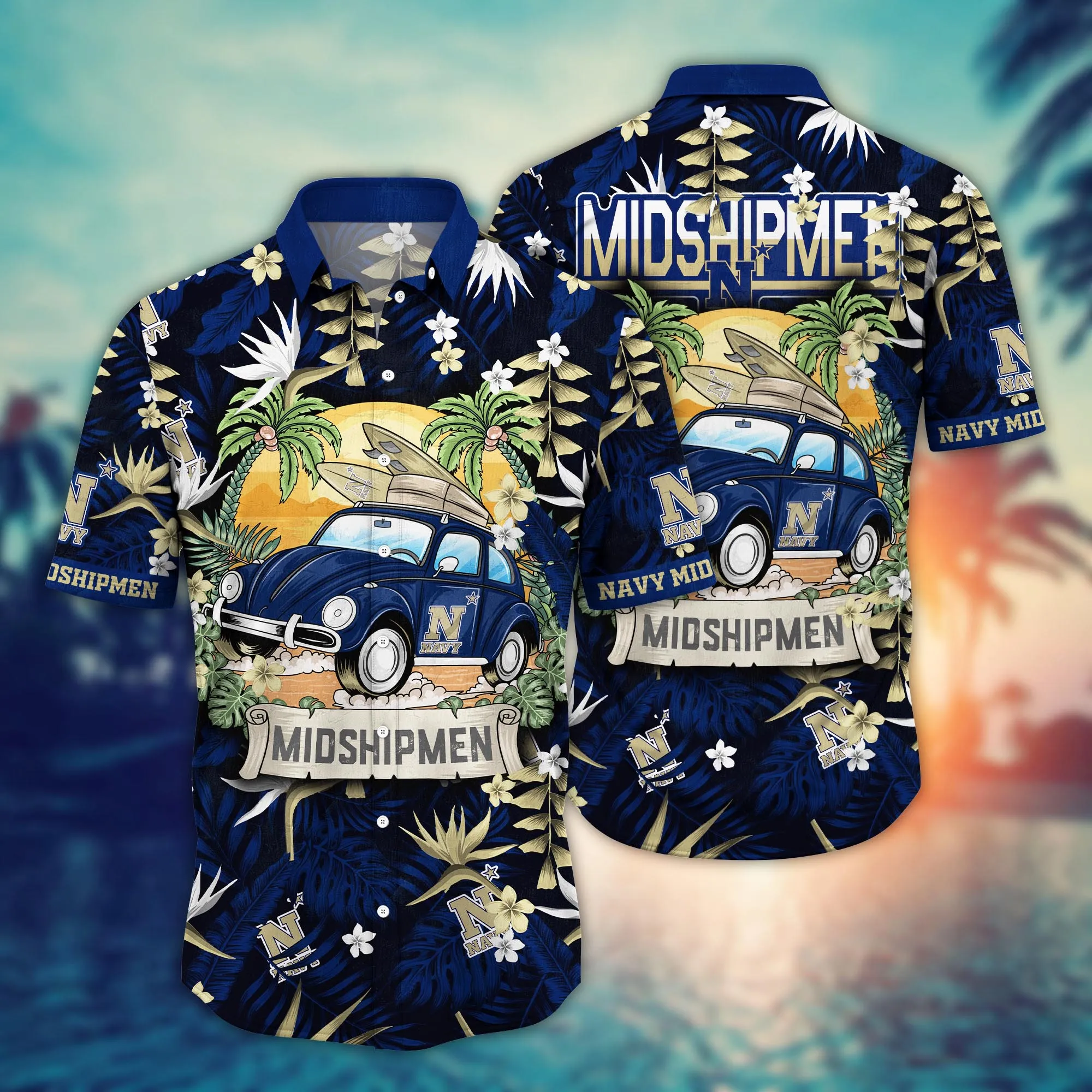Navy Midshipmen NCAA Hawaiian Shirt Junetime Aloha Shirt Navy Midshipmen NCAA Hawaiian Shirt Junetime Aloha Shirt