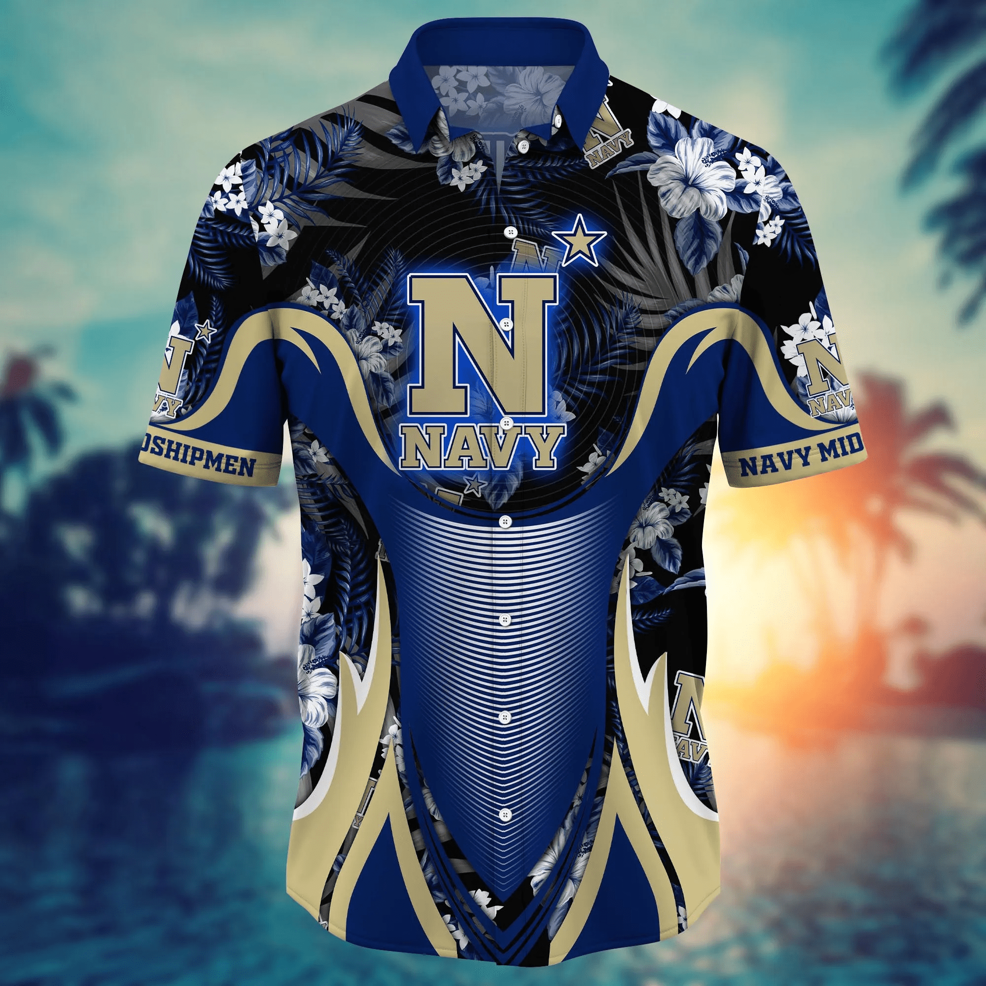 Navy Midshipmen NCAA Hawaiian Shirt Sprinklers Aloha Shirt