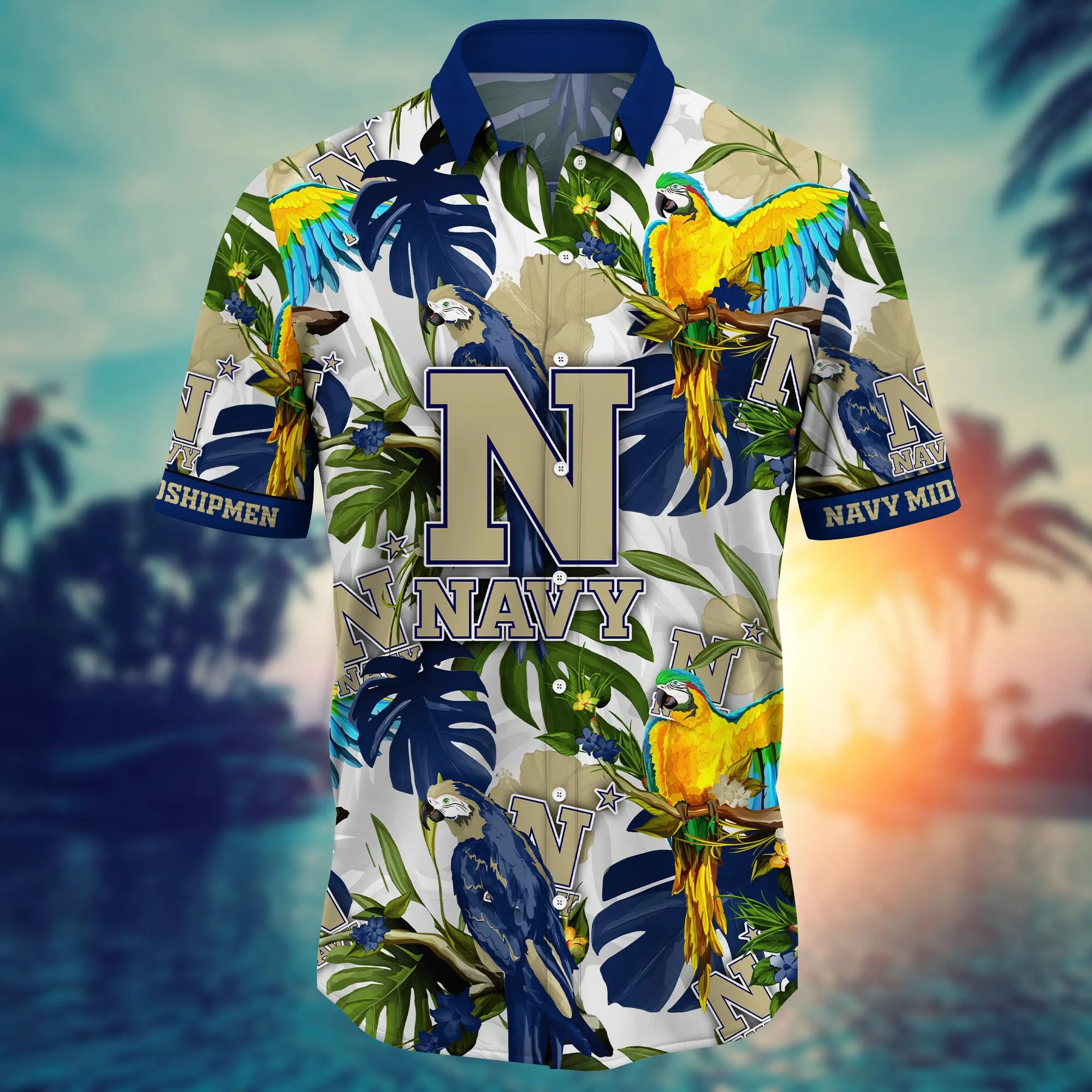 Navy Midshipmen NCAA Hawaiian Shirt Sun-Soakedtime Aloha Shirt