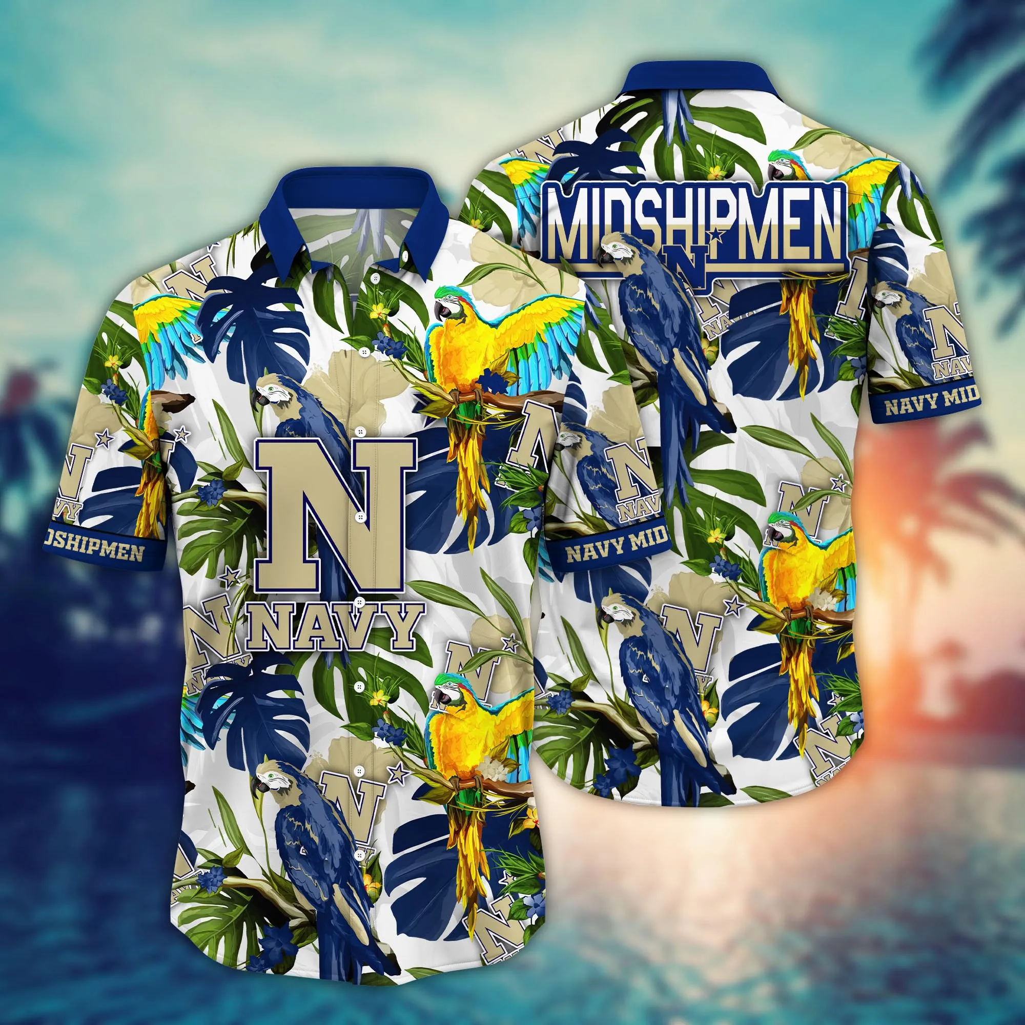Navy Midshipmen NCAA Hawaiian Shirt Sun-Soakedtime Aloha Shirt Navy Midshipmen NCAA Hawaiian Shirt Sun-Soakedtime Aloha Shirt