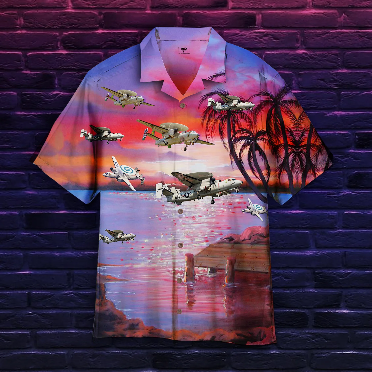 Navy Northrop Grumman E-2 Hawkeye Trendy Hawaiian Shirt For