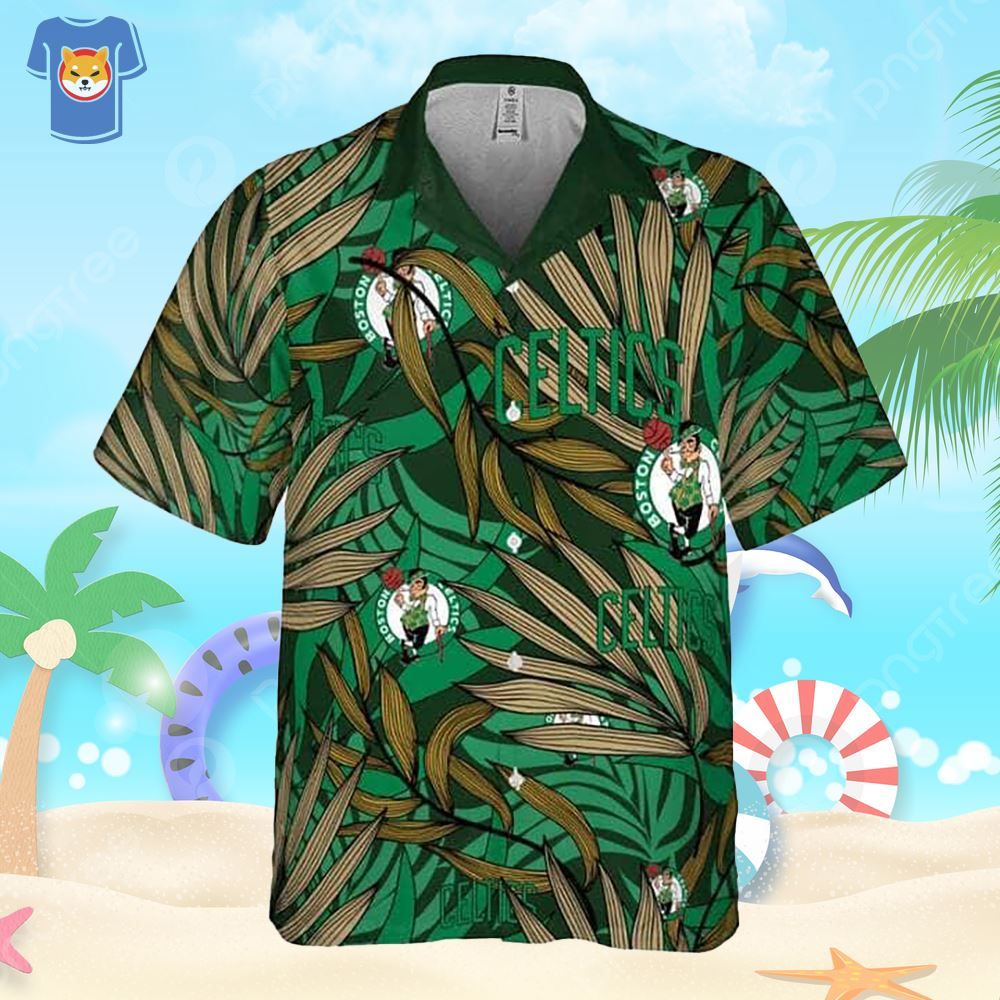 NBA Boston Celtics Hawaiian Shirt Tropical Palm Leaves