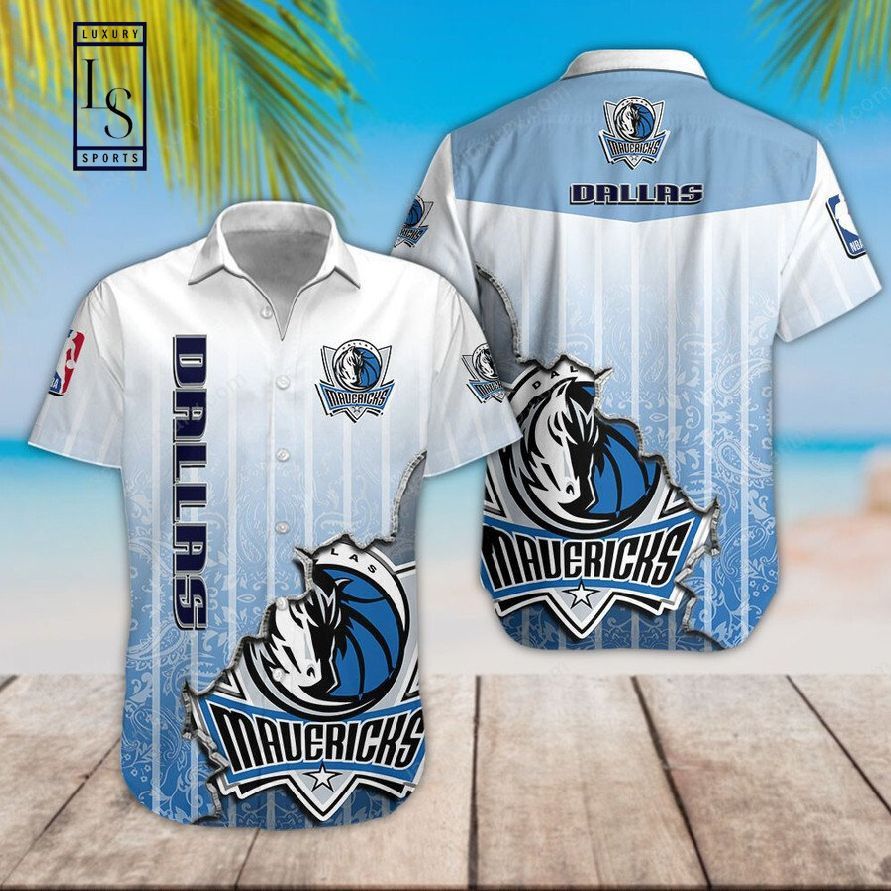 Nba Dallas Mavericks Blue Gradient Polynesian Scratch Trendy Hawaiian Shirt Aloha Shirt