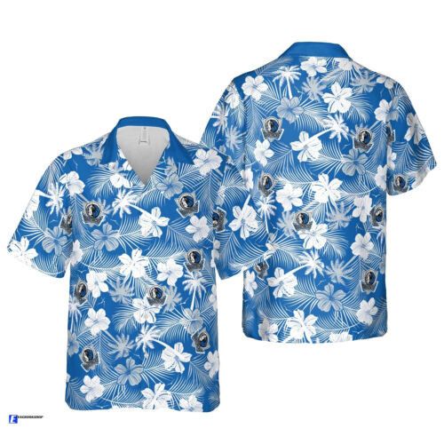 Nba Dallas Mavericks White Blue Hibiscus Flowers Trendy Hawaiian Shirt Aloha Shirt