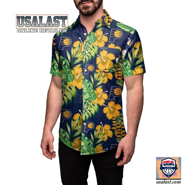Nba Indiana Pacers Tropical Flowers Trendy Hawaiian Shirt V4 Aloha Shirt