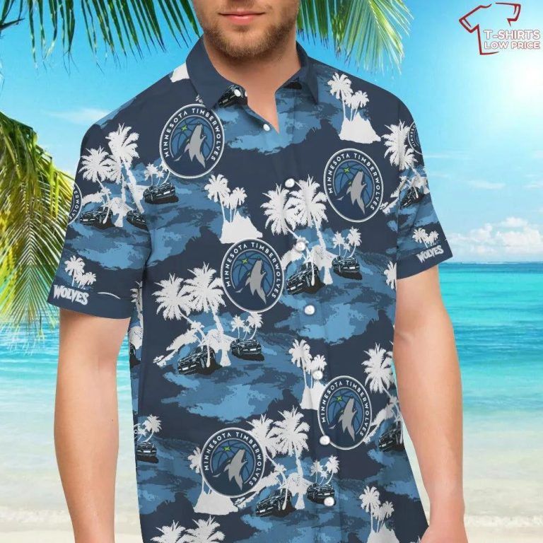 Nba Minnesota Timberwolves White Blue Trendy Hawaiian Shirt Aloha Shirt