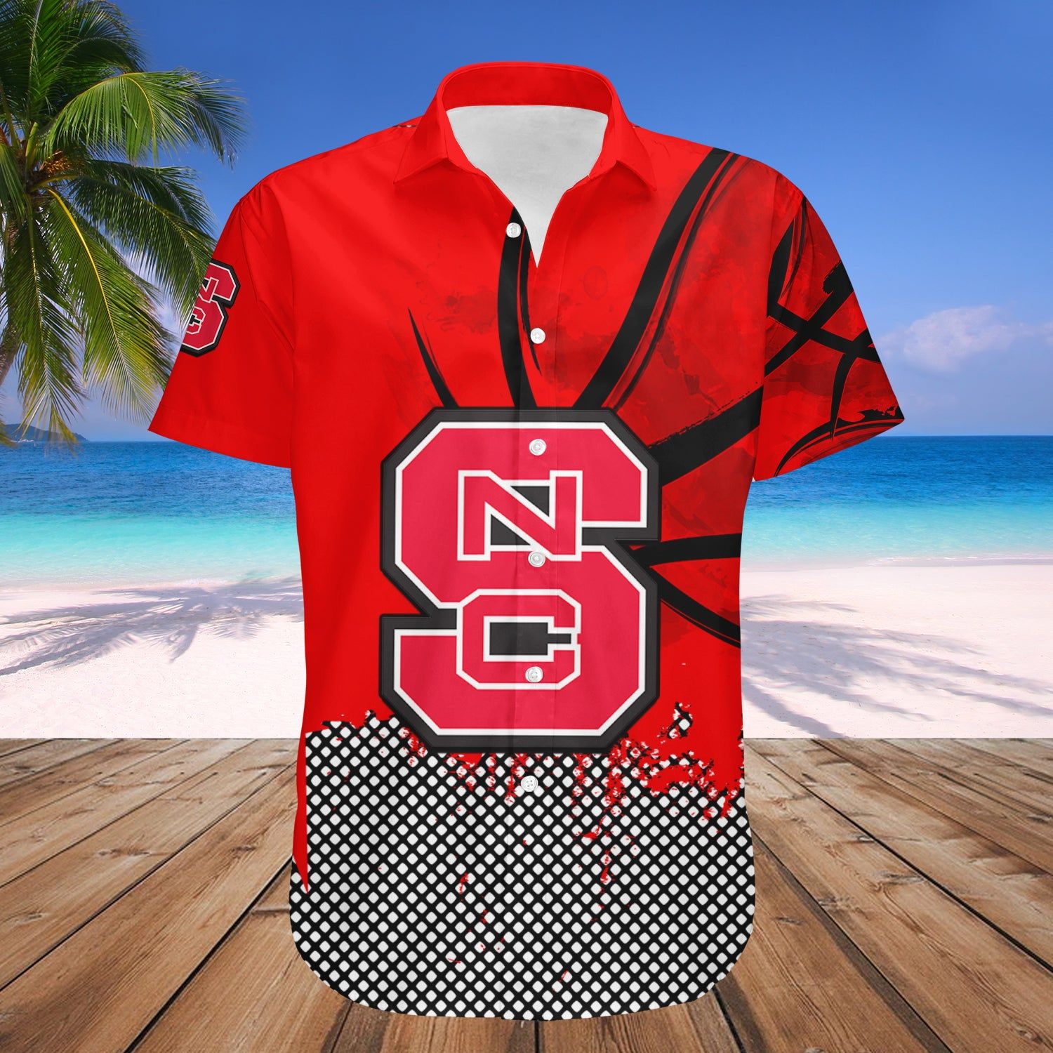 Nc State Wolfpack Hawaii Shirt Basketball Net Grunge Pattern – NCAA