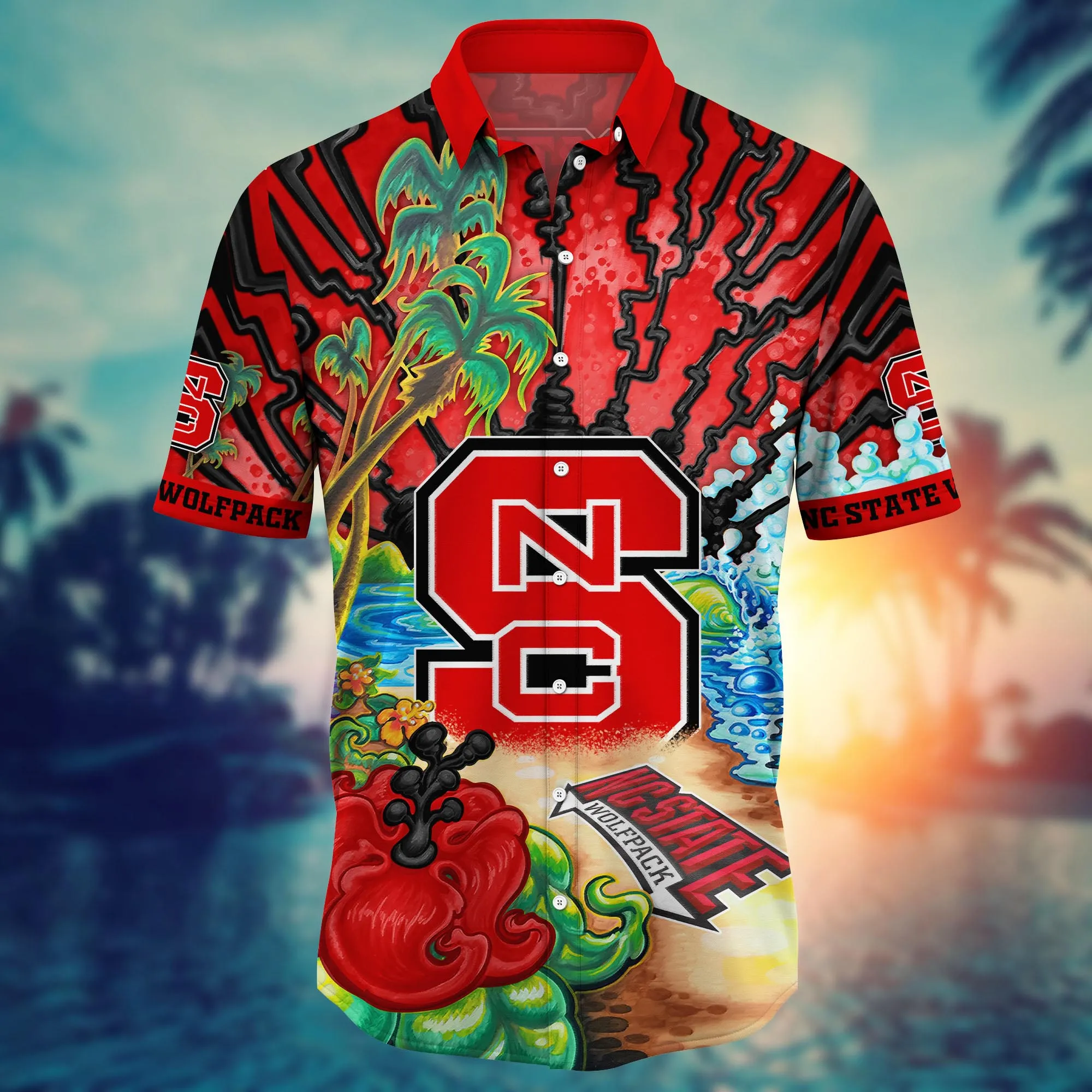 Nc State Wolfpack NCAA Hawaiian Shirt Beach Daystime Aloha Shirt