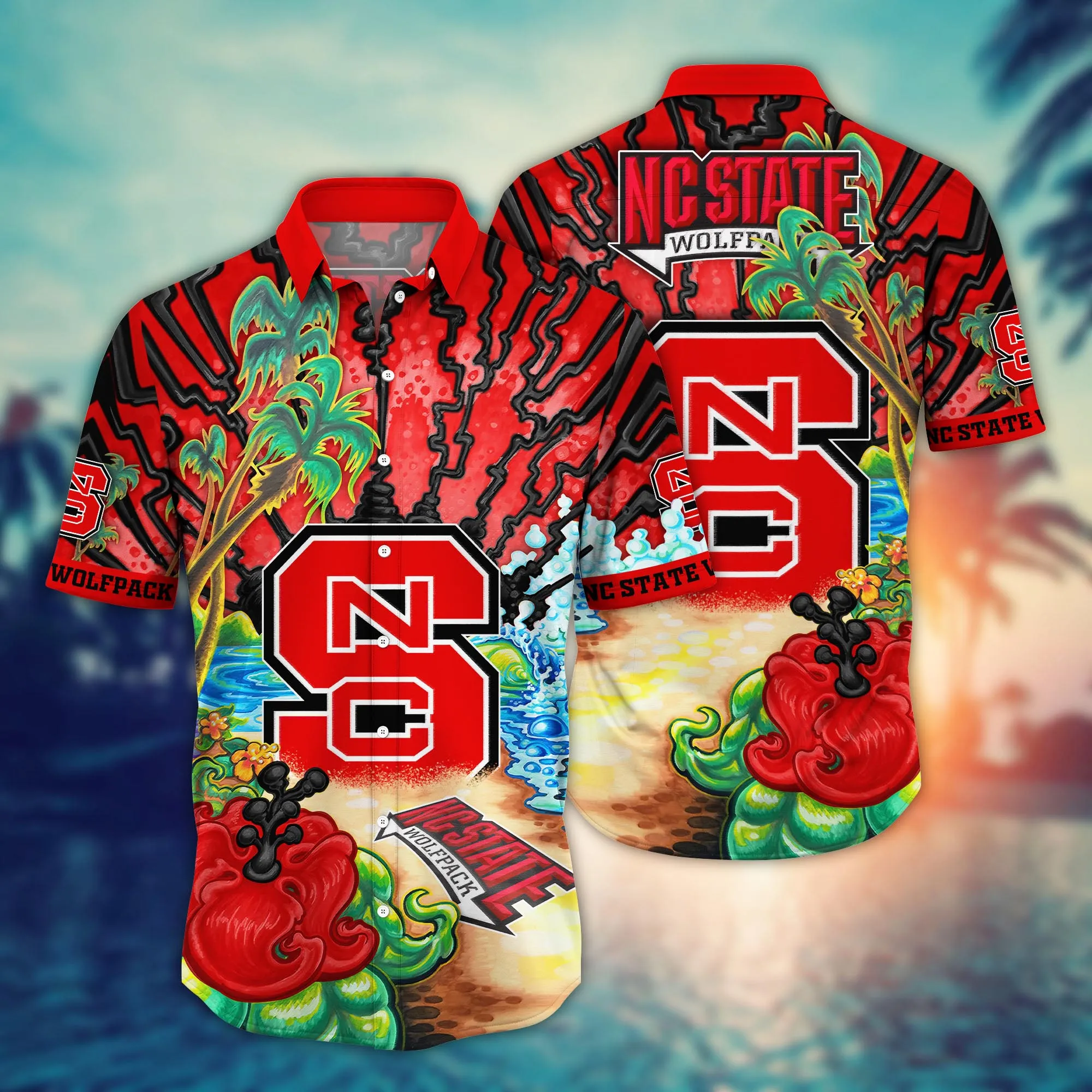 Nc State Wolfpack NCAA Hawaiian Shirt Beach Daystime Aloha Shirt Nc State Wolfpack NCAA Hawaiian Shirt Beach Daystime Aloha Shirt