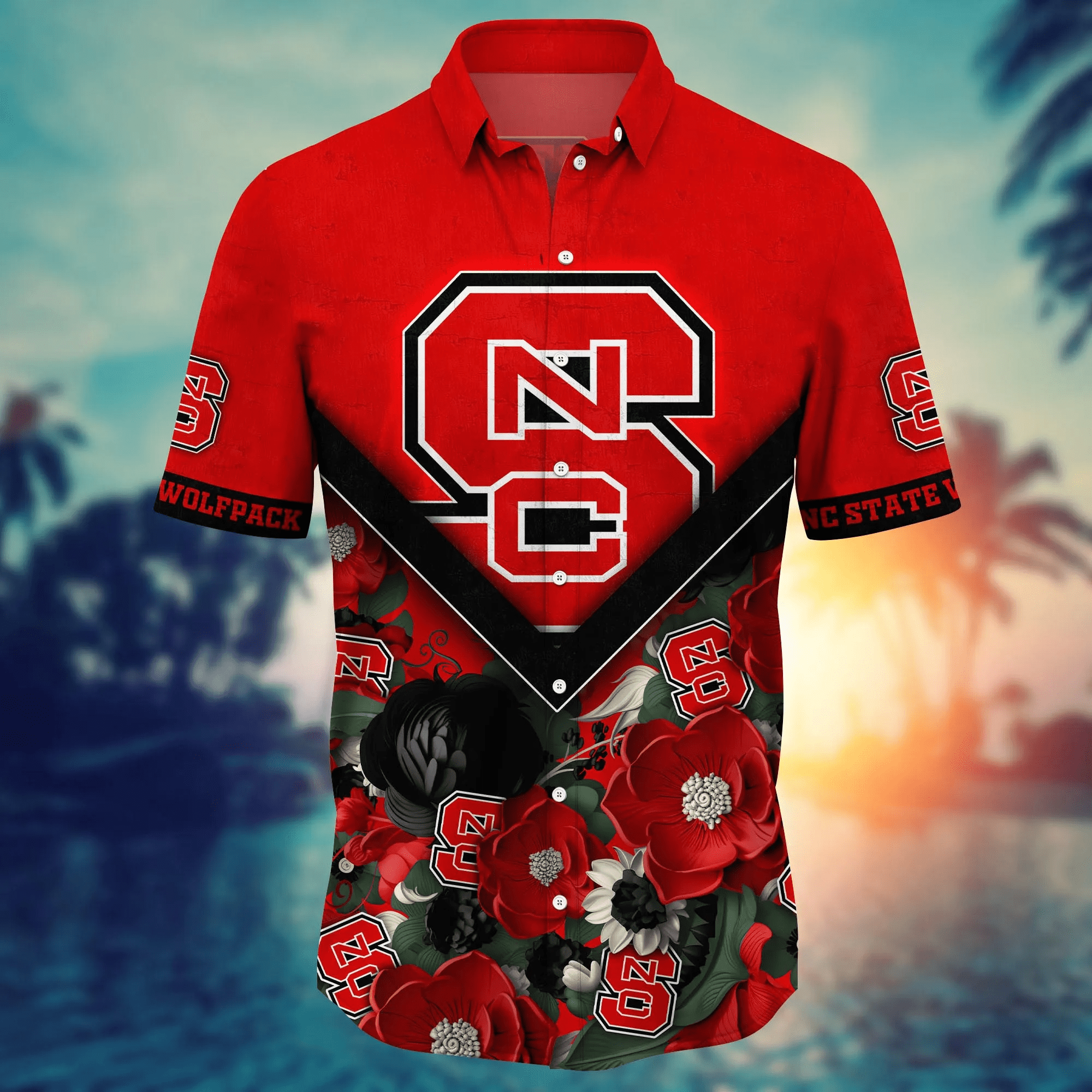 Nc State Wolfpack NCAA Hawaiian Shirt Custom Sun Rays Aloha Shirt