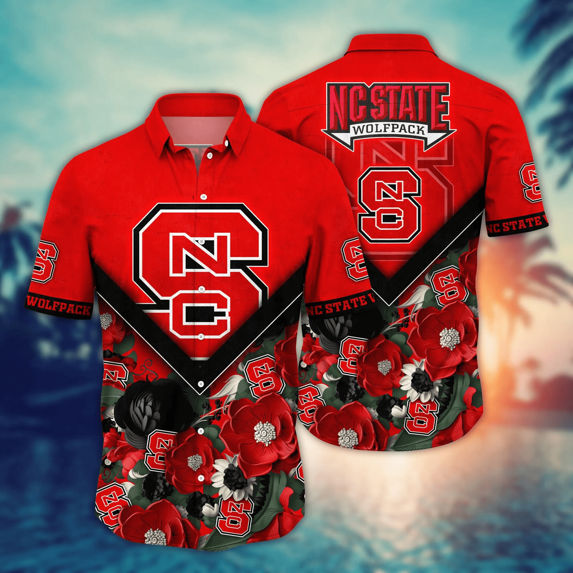 Nc State Wolfpack NCAA Hawaiian Shirt Custom Sun Rays Aloha Shirt Nc State Wolfpack NCAA Hawaiian Shirt Custom Sun Rays Aloha Shirt