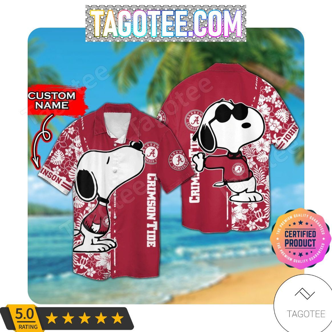NCAA Alabama Crimson Tide Custom Name Hawaiian Shirt