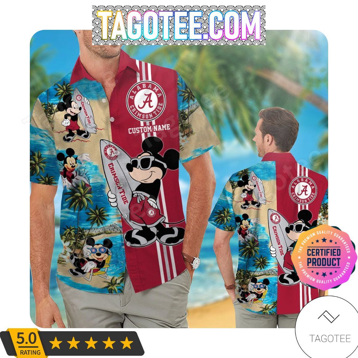 NCAA Alabama Crimson Tide Custom Name Hawaiian Shirt V3 Aloha Shirt