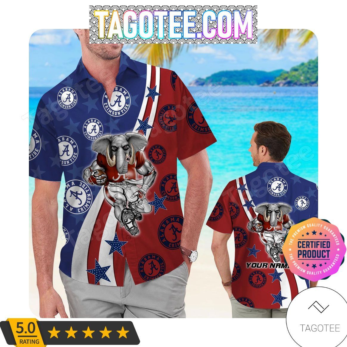 NCAA Alabama Crimson Tide Custom Name Hawaiian Shirt V5 Aloha Shirt