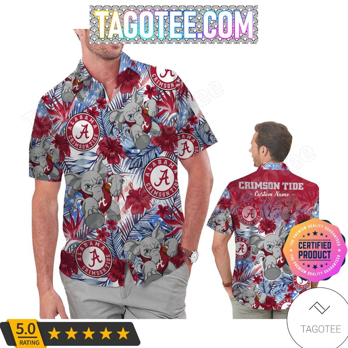 NCAA Alabama Crimson Tide Custom Name Hawaiian Shirt V7 Aloha Shirt