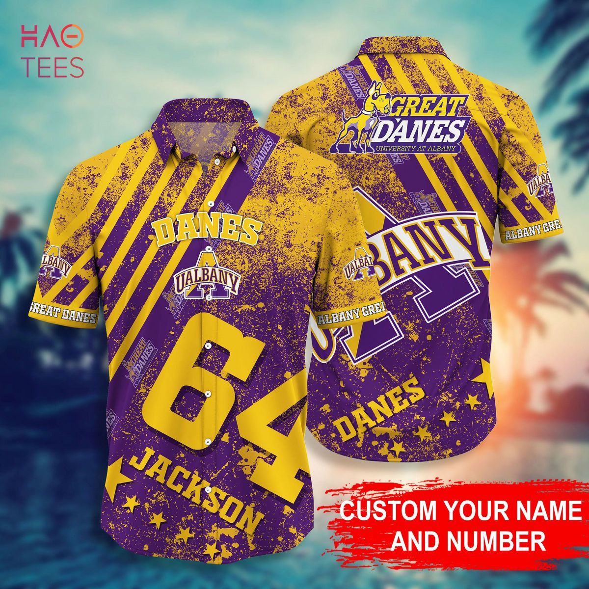 Ncaa Albany Great Danes Custom Name Number Gold Trendy Hawaiian Shirt Aloha Shirt Ncaa Albany Great Danes Custom Name Number Gold Trendy Hawaiian Shirt Aloha Shirt