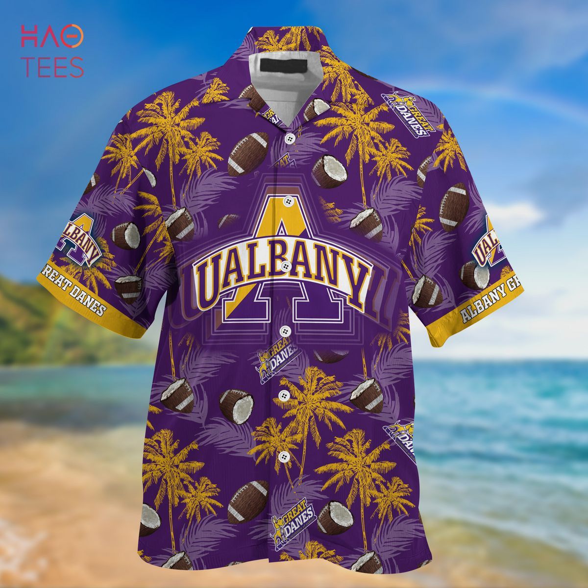 Ncaa Albany Great Danes Purple Trendy Hawaiian Shirt Aloha Shirt