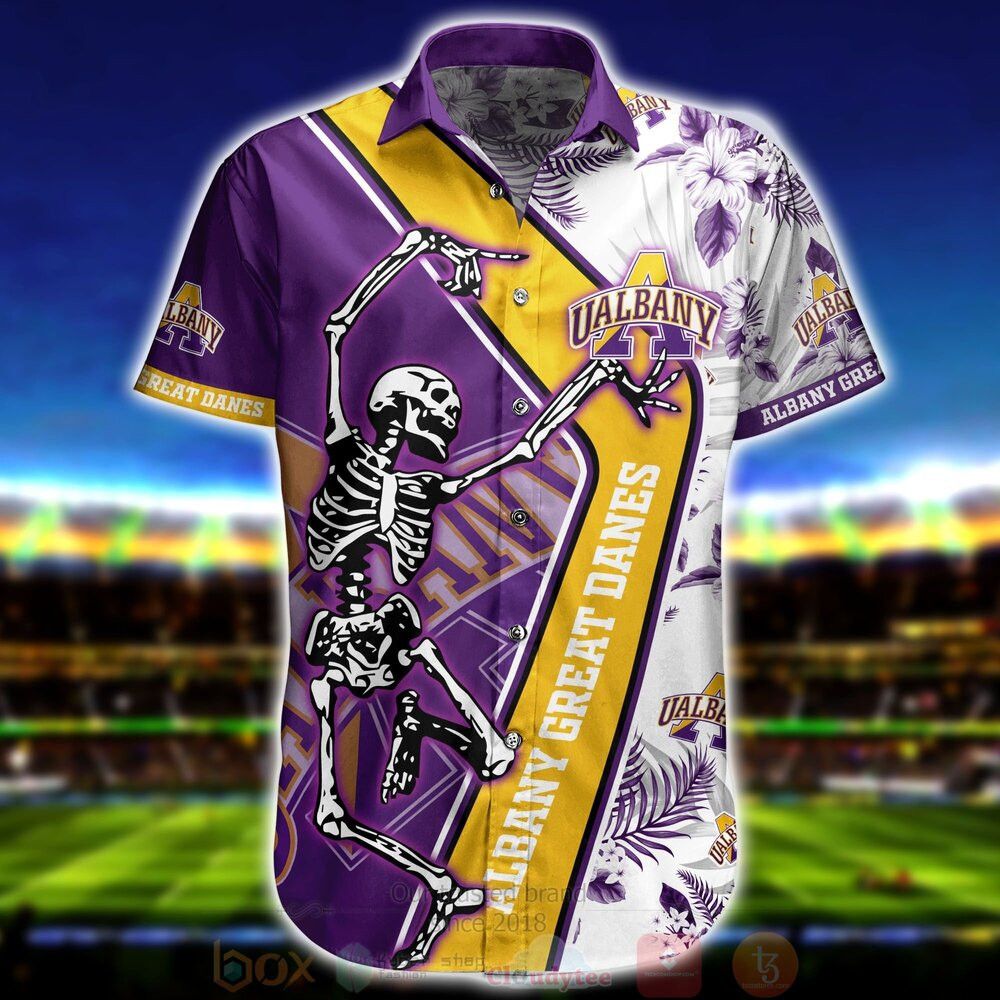NCAA Albany Great Danes Skeleton Hawaiian Shirt