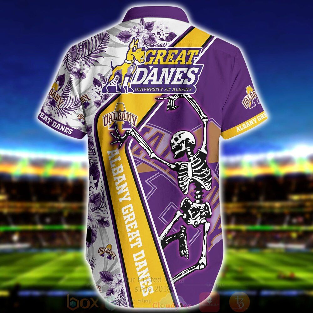 Ncaa Albany Great Danes Skeleton Trendy Hawaiian Shirt Aloha Shirt