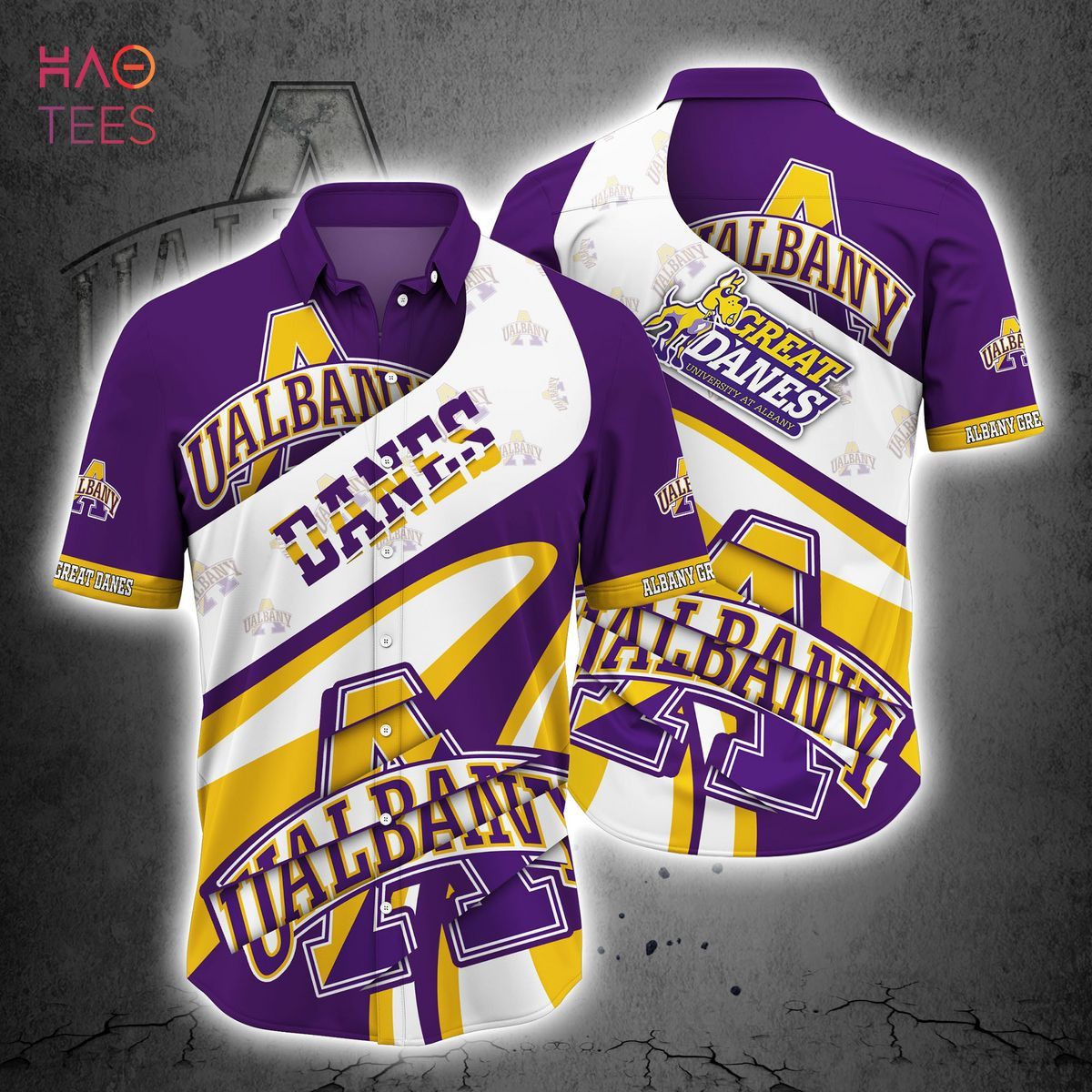 NCAA Albany Great Danes White Hawaiian Shirt
