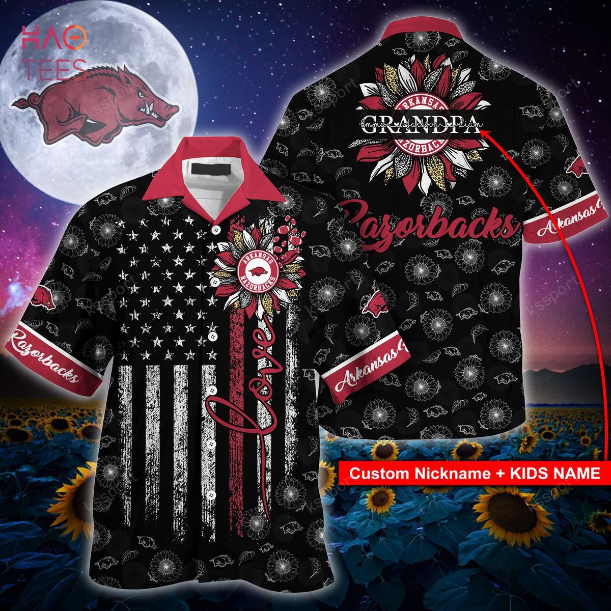 Ncaa Arkansas Razorbacks Custom Name Black Trendy Hawaiian Shirt Aloha Shirt