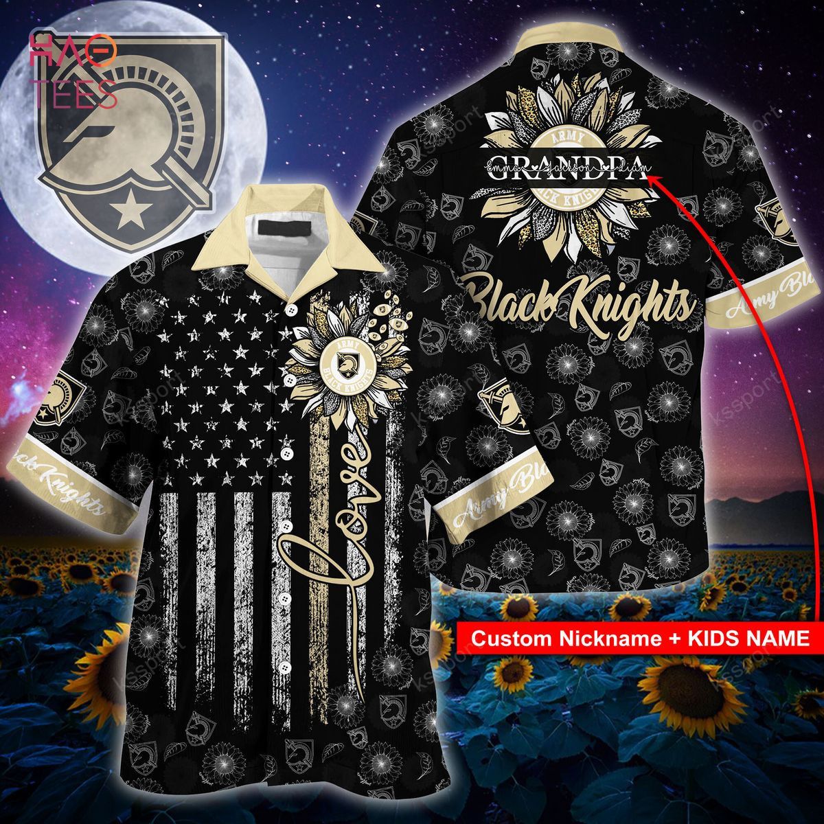 Ncaa Army Black Knights Custom Name Black Trendy Hawaiian Shirt Aloha Shirt
