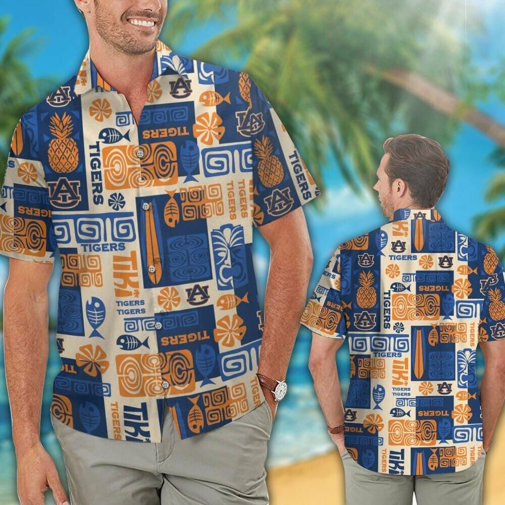 Ncaa Auburn Tigers Blue Orange Trendy Hawaiian Shirt Aloha Shirt