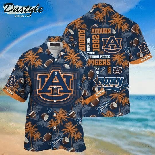 Ncaa Auburn Tigers Orange Coconut Tree Trendy Hawaiian Shirt Aloha Shirt