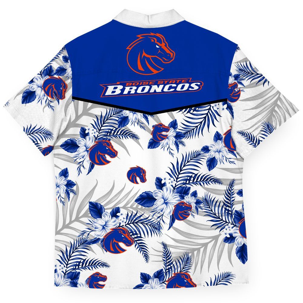 Ncaa Boise State Broncos Blue White Tropical Flowers Trendy Hawaiian Shirt Aloha Shirt