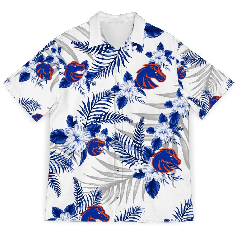 Ncaa Boise State Broncos Blue White Tropical Flowers Trendy Hawaiian Shirt Aloha Shirt Ncaa Boise State Broncos Blue White Tropical Flowers Trendy Hawaiian Shirt Aloha Shirt