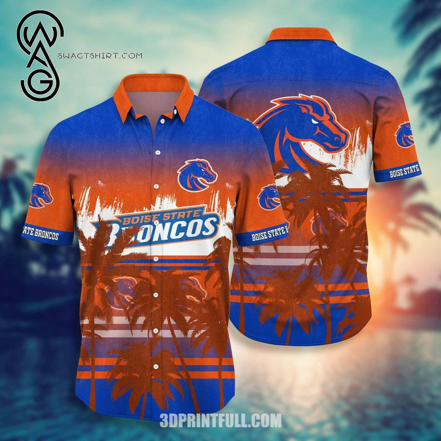 NCAA Boise State Broncos Orange Coconut Trees Hawaiian Shirt