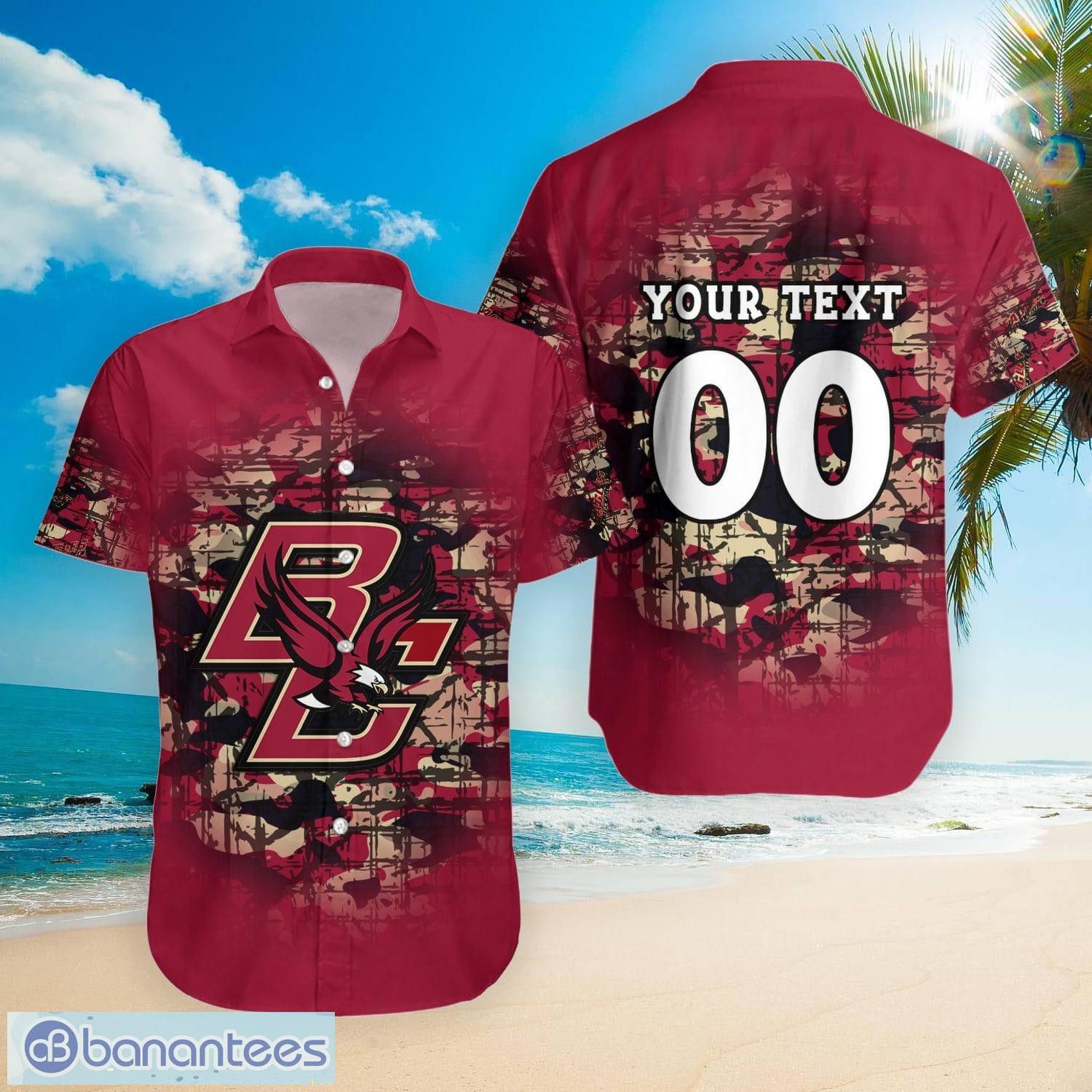 NCAA Boston College Eagles Custom Text Number Camouflage Vintage Hawaiian Shirt