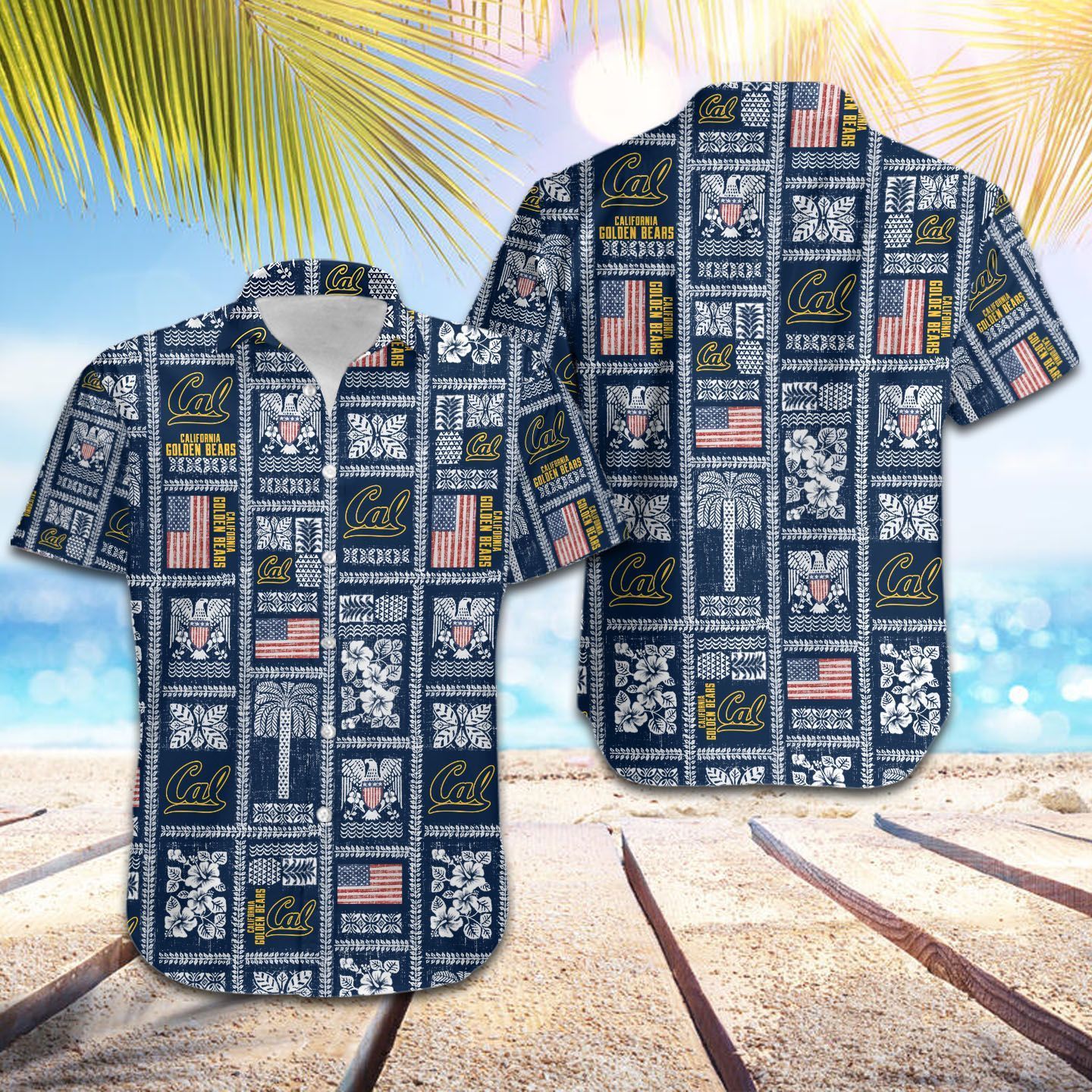 NCAA California Golden Bears Blue White Hawaiian Shirt
