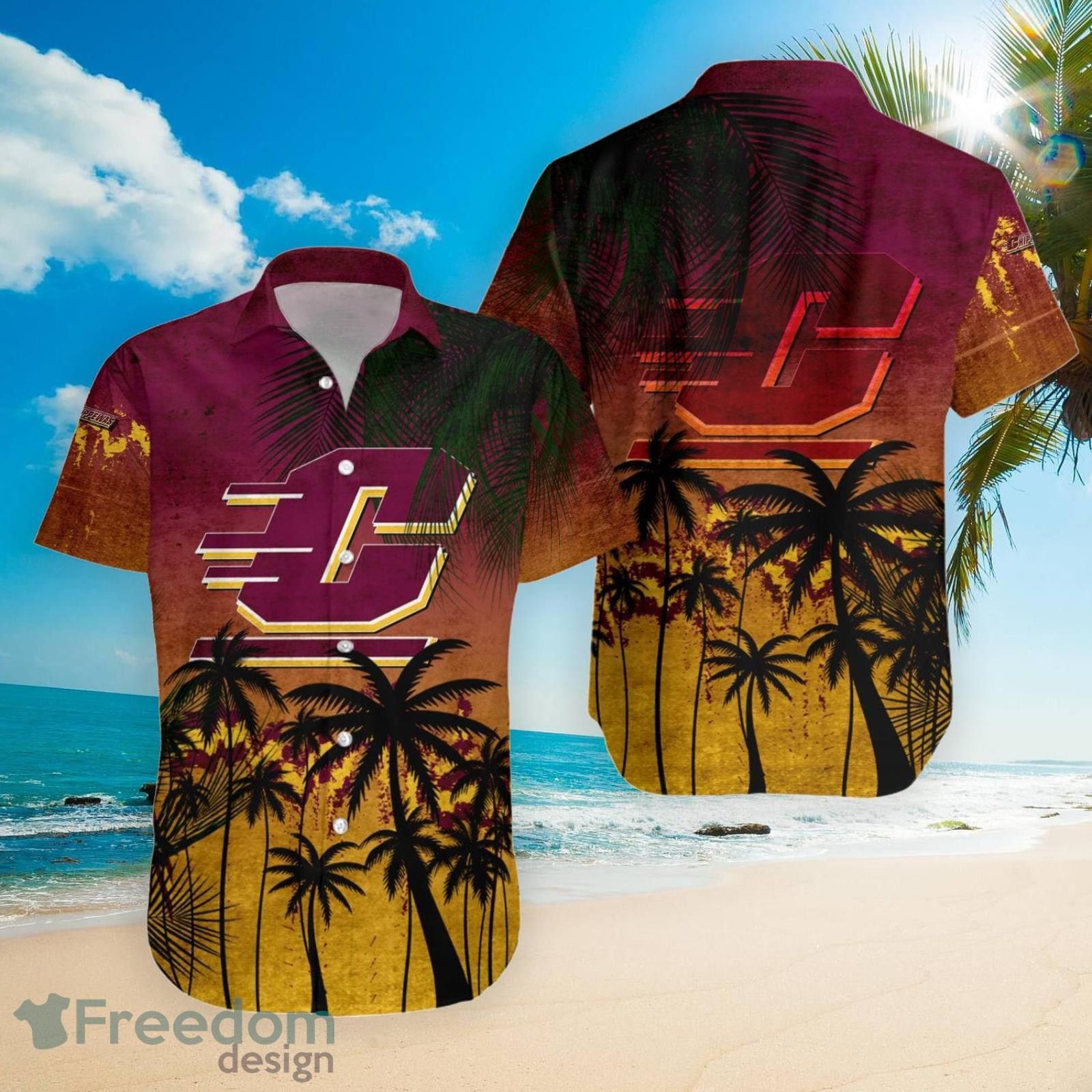 Ncaa Central Michigan Chippewas Coconut Tree Trendy Hawaiian Shirt Aloha Shirt