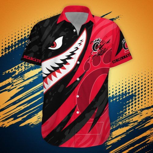 Ncaa Cincinnati Bearcats Black Shark Red Trendy Hawaiian Shirt Aloha Shirt