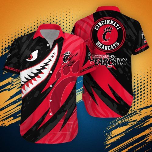 Ncaa Cincinnati Bearcats Black Shark Red Trendy Hawaiian Shirt Aloha Shirt