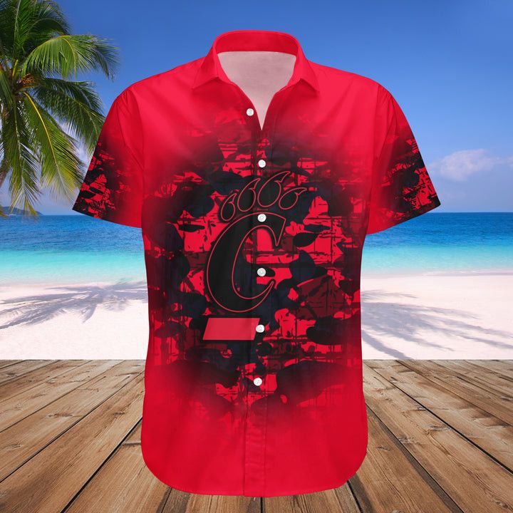NCAA Cincinnati Bearcats Custom Text Number Red Black Hawaiian Shirt V12 Aloha Shirt