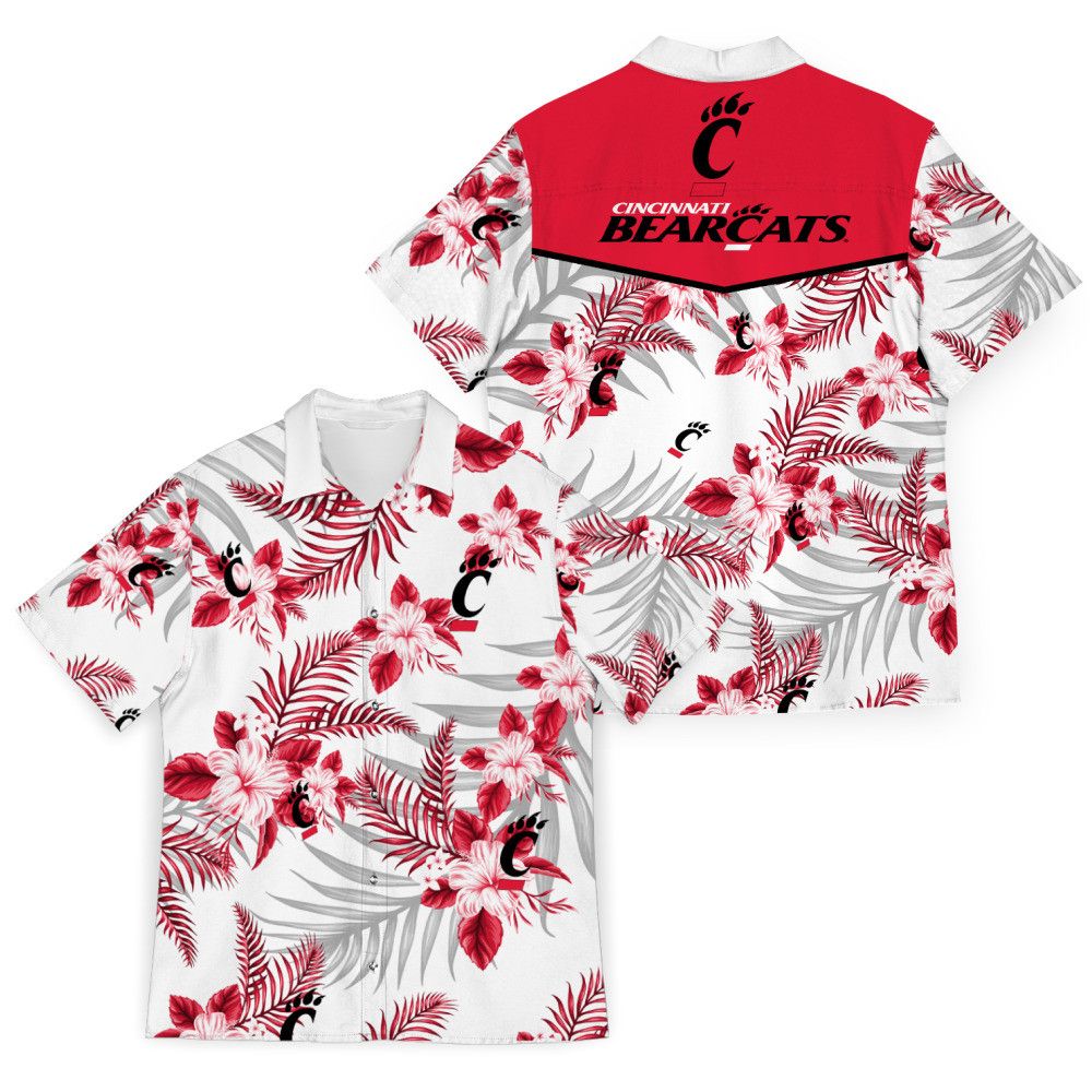 Ncaa Cincinnati Bearcats Flowers White Trendy Hawaiian Shirt Aloha Shirt Ncaa Cincinnati Bearcats Flowers White Trendy Hawaiian Shirt Aloha Shirt