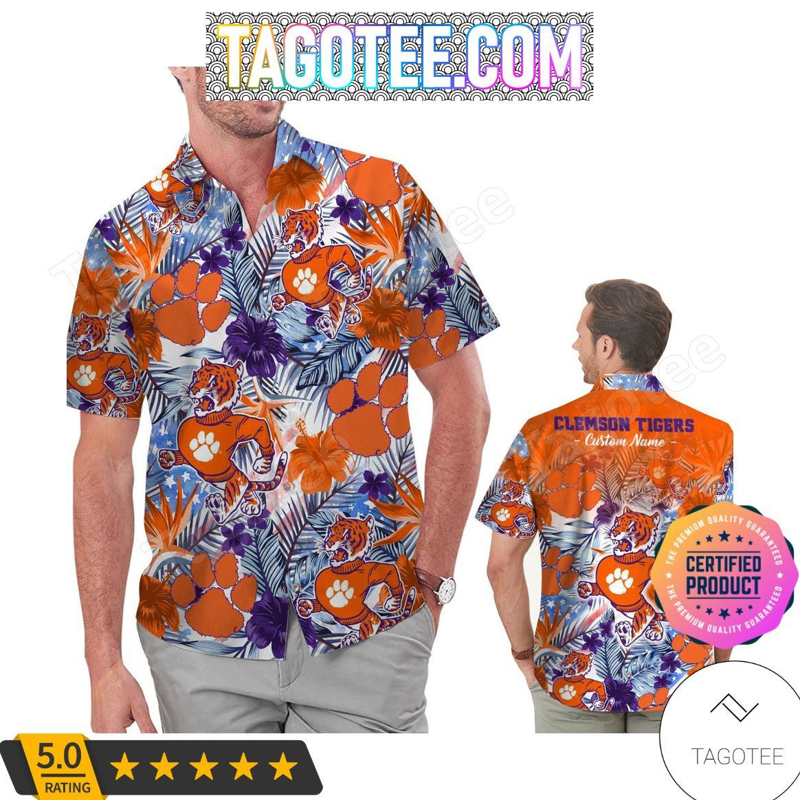 NCAA Clemson Tigers Custom Name Hawaiian Shirt V10 Aloha Shirt